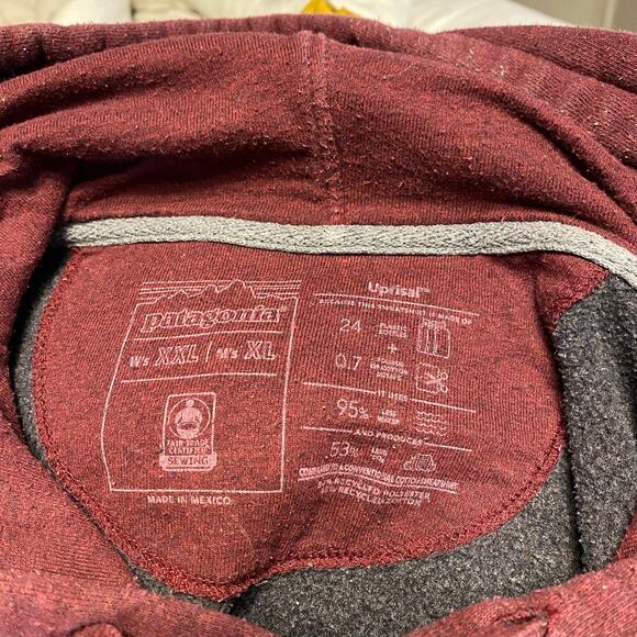 Patagonia Uprisal Logo Hoodie Men’s XL Maroon Recycled Fleece Fair Trade - Picture 7 of 8